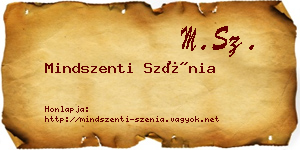 Mindszenti Szénia névjegykártya